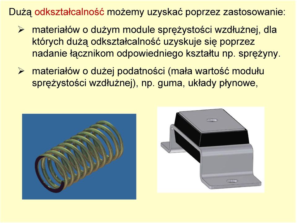 poprzez nadanie łącznikom odpowiedniego kształtu np. sprężyny.