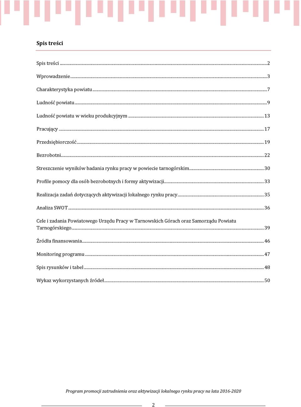 .. 30 Profile pomocy dla osób bezrobotnych i formy aktywizacji... 33 Realizacja zadań dotyczących aktywizacji lokalnego rynku pracy... 35 Analiza SWOT.