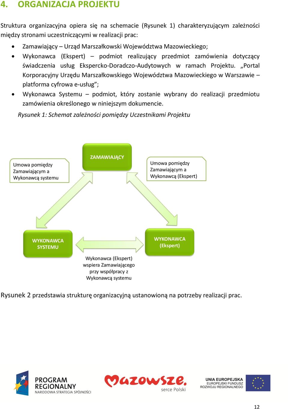 Portal Korporacyjny Urzędu Marszałkowskiego Województwa Mazowieckiego w Warszawie platforma cyfrowa e-usług ; Wykonawca Systemu podmiot, który zostanie wybrany do realizacji przedmiotu zamówienia