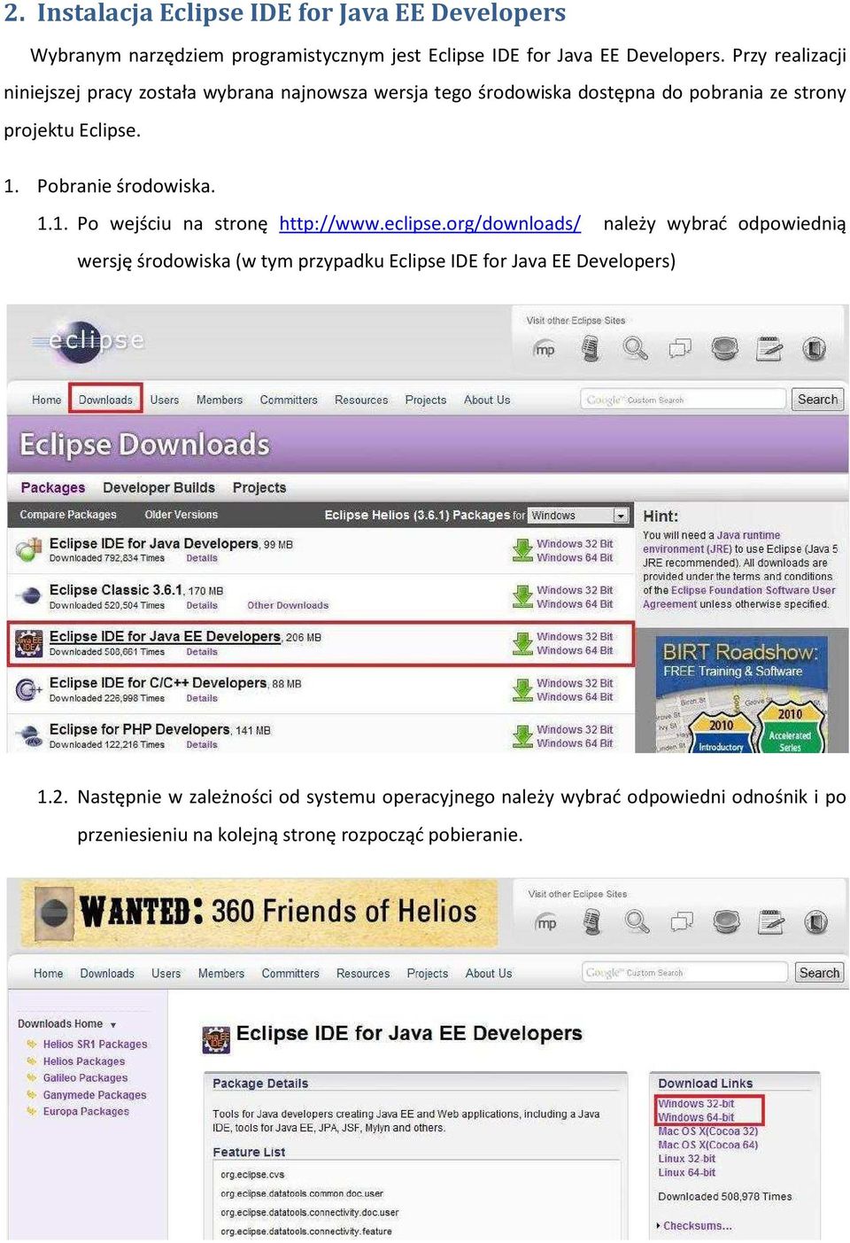 Pobranie środowiska. 1.1. Po wejściu na stronę http://www.eclipse.