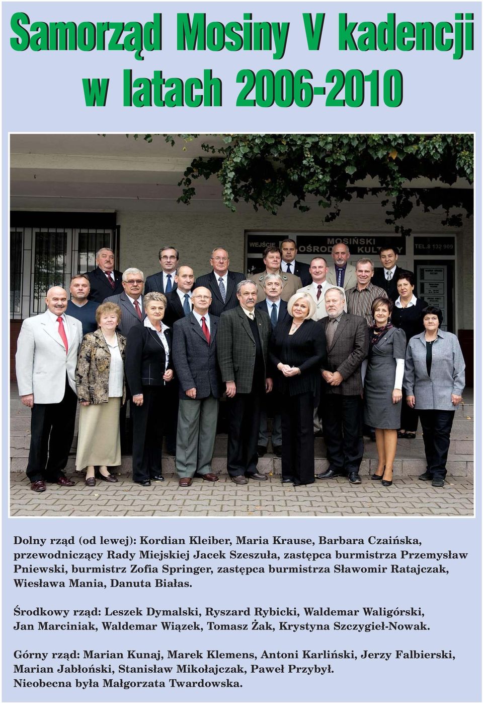 Środkowy rząd: Leszek Dymalski, Ryszard Rybicki, Waldemar Waligórski, Jan Marciniak, Waldemar Wiązek, Tomasz Żak, Krystyna Szczygieł-Nowak.