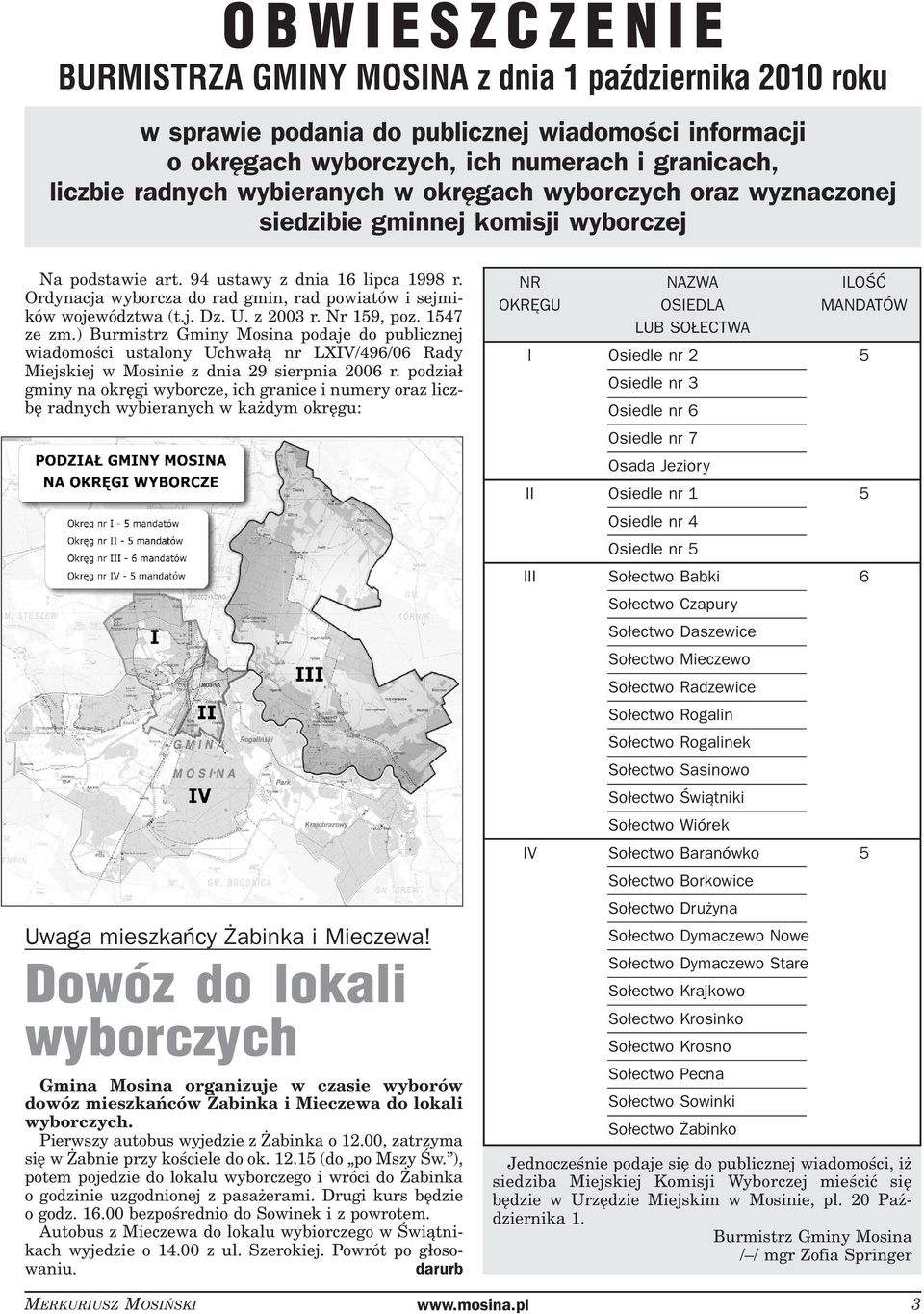 Ordynacja wyborcza do rad gmin, rad powiatów i sejmików województwa (t.j. Dz. U. z 2003 r. Nr 159, poz. 1547 ze zm.