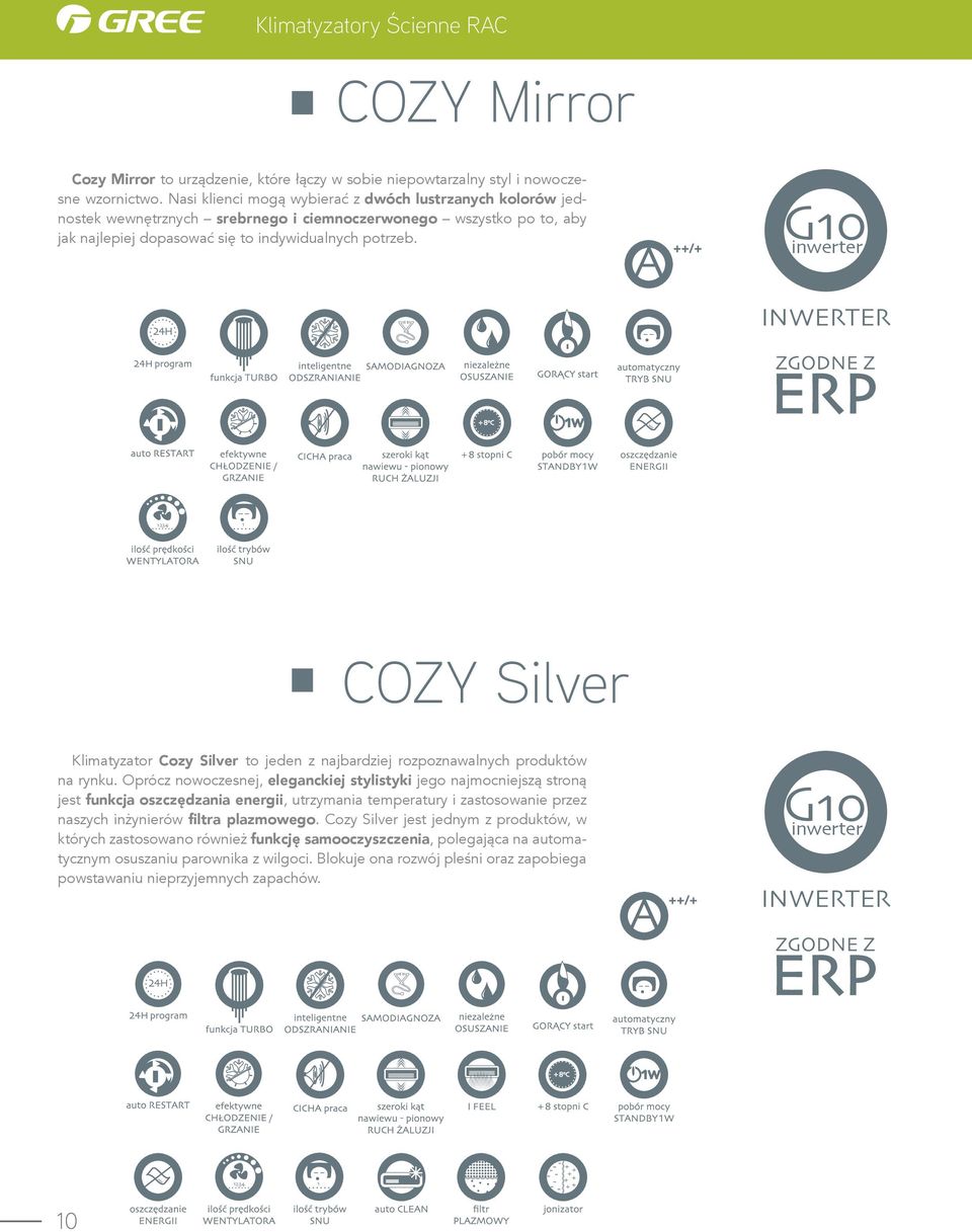 G10 inwerter INWERTER 1234 1 COZY Silver Klimatyzator Cozy Silver to jeden z najbardziej rozpoznawalnych produktów na rynku.