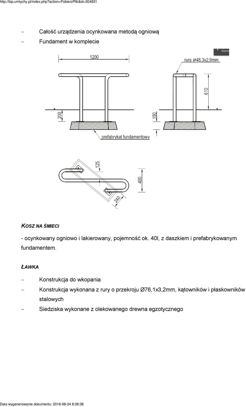 40l, z daszkiem i prefabrykowanym fundamentem.