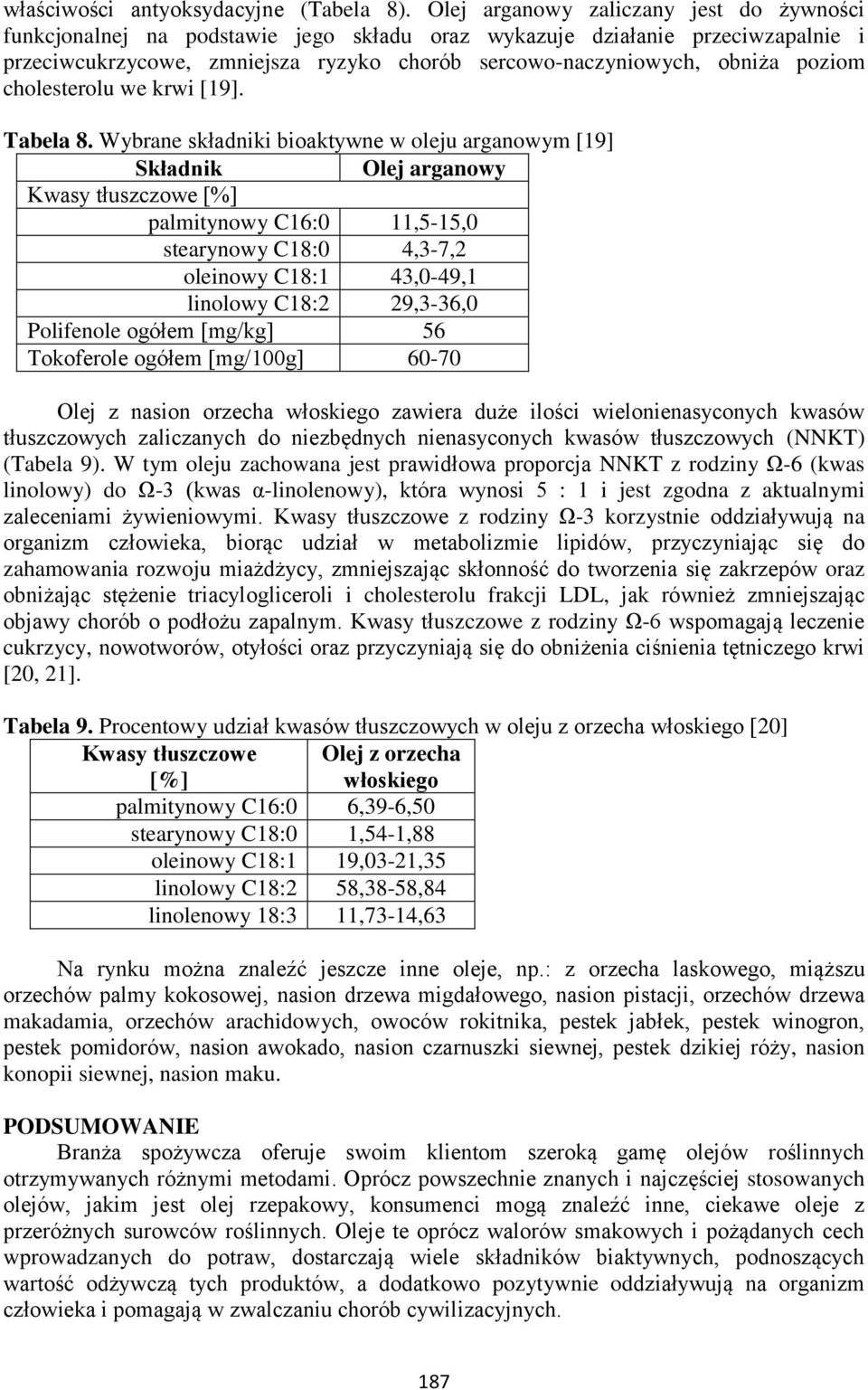 poziom cholesterolu we krwi [19]. Tabela 8.