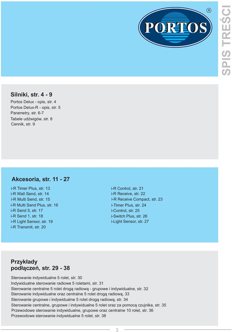 4, str. 5 i-switch, str. 6 i-light Sensor, str. 7 Przykłady podłączeń, str. 9-38 Sterowanie indywidualne 5 rolet, str. 30 Indywidualne sterowanie radiowe 5 roletami, str.