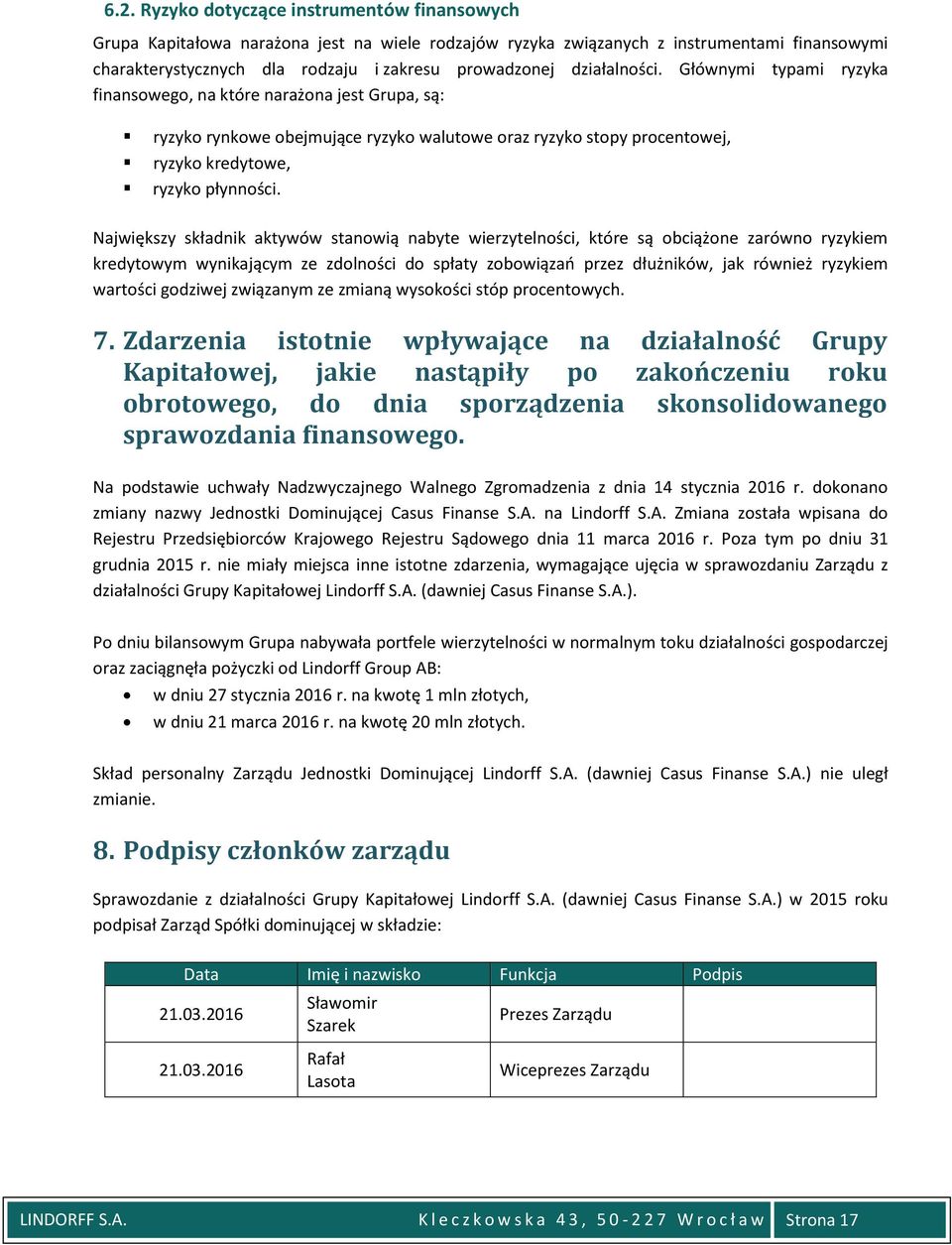 Największy składnik aktywów stanowią nabyte wierzytelności, które są obciążone zarówno ryzykiem kredytowym wynikającym ze zdolności do spłaty zobowiązań przez dłużników, jak również ryzykiem wartości