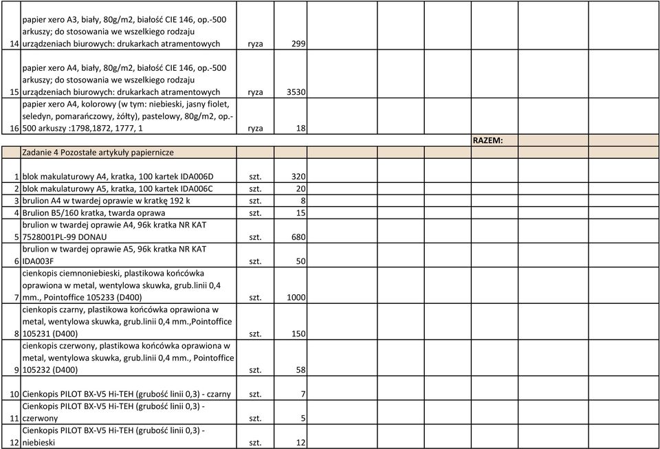 -500 arkuszy; do stosowania we wszelkiego rodzaju 15 urządzeniach biurowych: drukarkach atramentowych ryza 3530 papier xero A4, kolorowy (w tym: niebieski, jasny fiolet, seledyn, pomarańczowy,