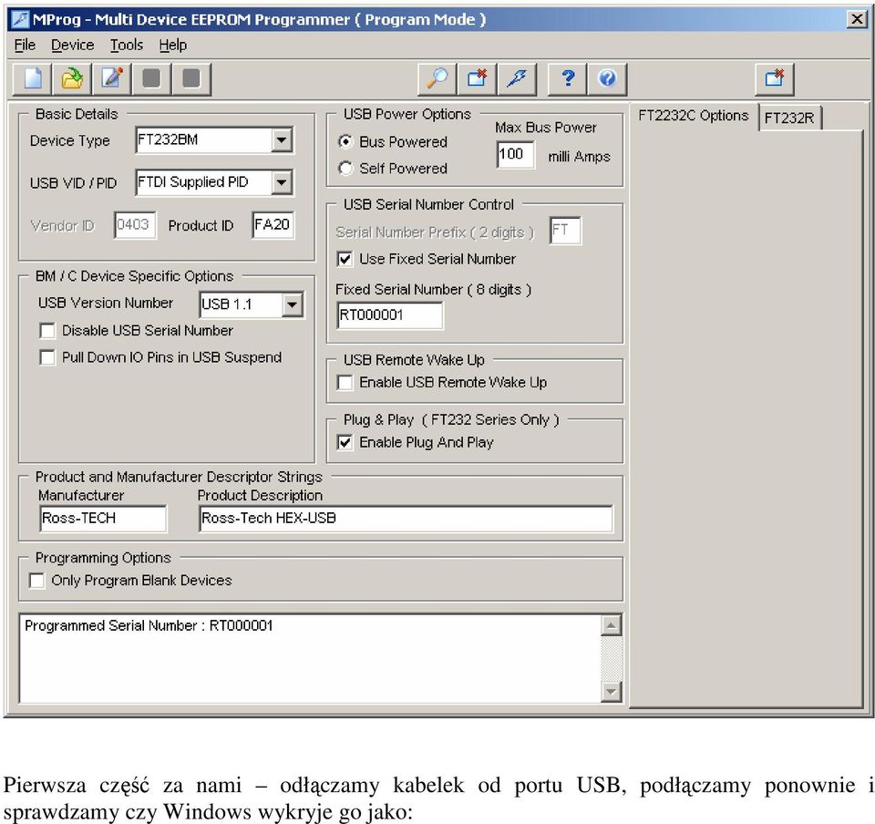 USB, podłączamy ponownie i