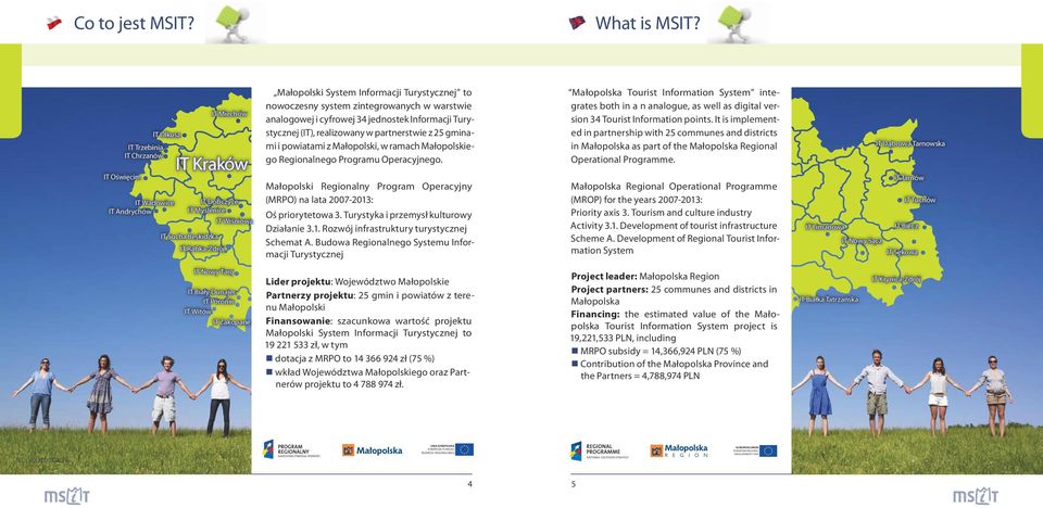 Turystycznej to nowoczesny system zintegrowanych w warstwie analogowej i cyfrowej 34 jednostek Informacji Turystycznej (IT), realizowany w partnerstwie z 25 gminami i powiatami z Małopolski, w ramach