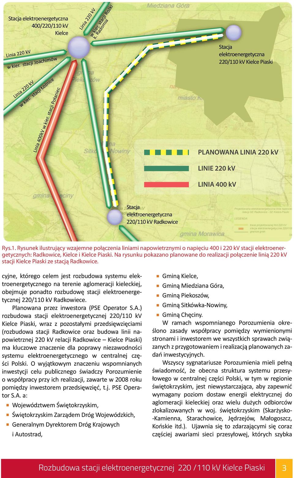 0 kv Kielce Piaski PLANOWANA LINIA 220 kv LINIE 220 kv LINIA 400 kv Stacja elektroenergetyczna 220/11