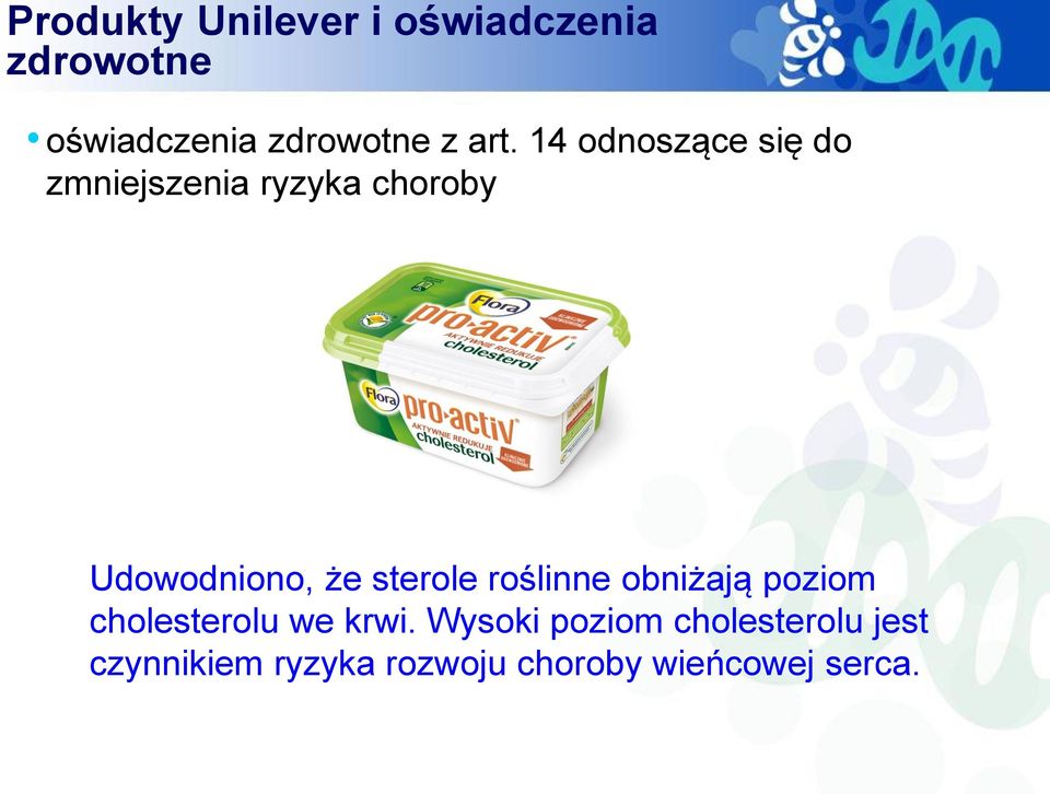 sterole roślinne obniżają poziom cholesterolu we krwi.