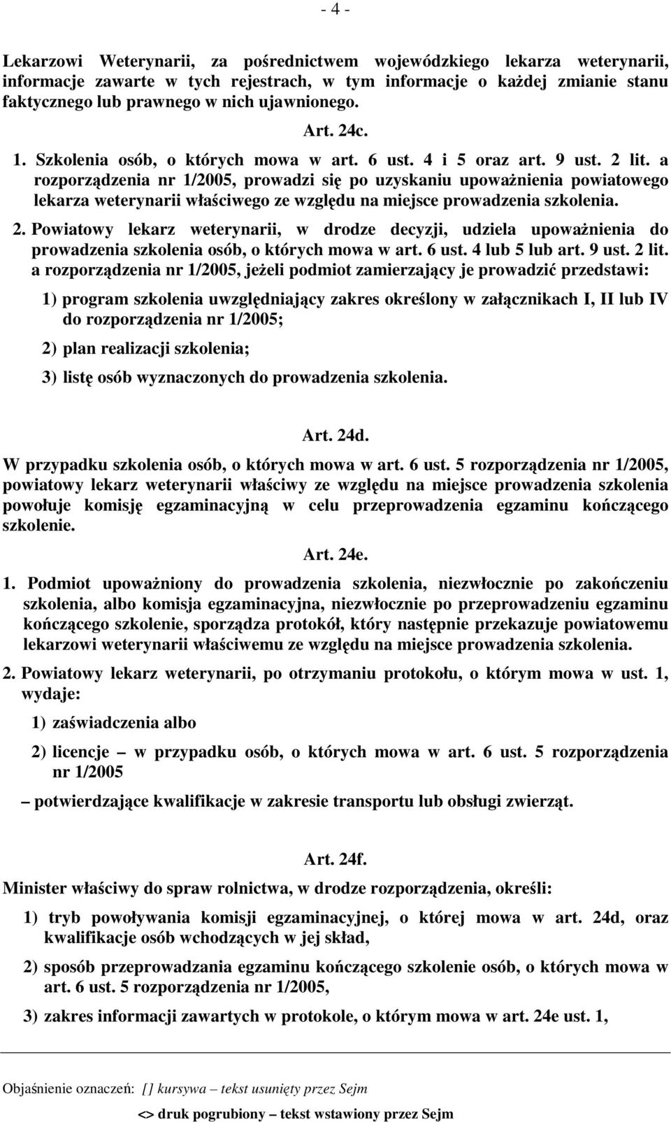 a rozporządzenia nr 1/2005, prowadzi się po uzyskaniu upoważnienia powiatowego lekarza weterynarii właściwego ze względu na miejsce prowadzenia szkolenia. 2.