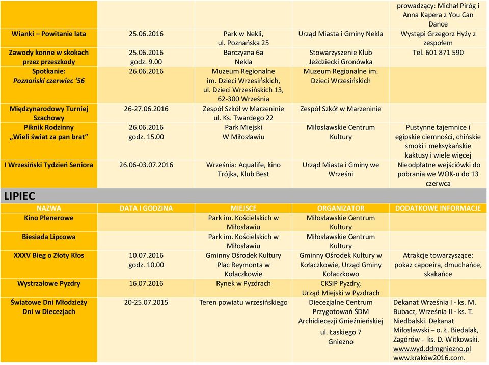 Twardego 22 Park Miejski W Miłosławiu I Wrzesiński Tydzień Seniora 26.06-03.07.
