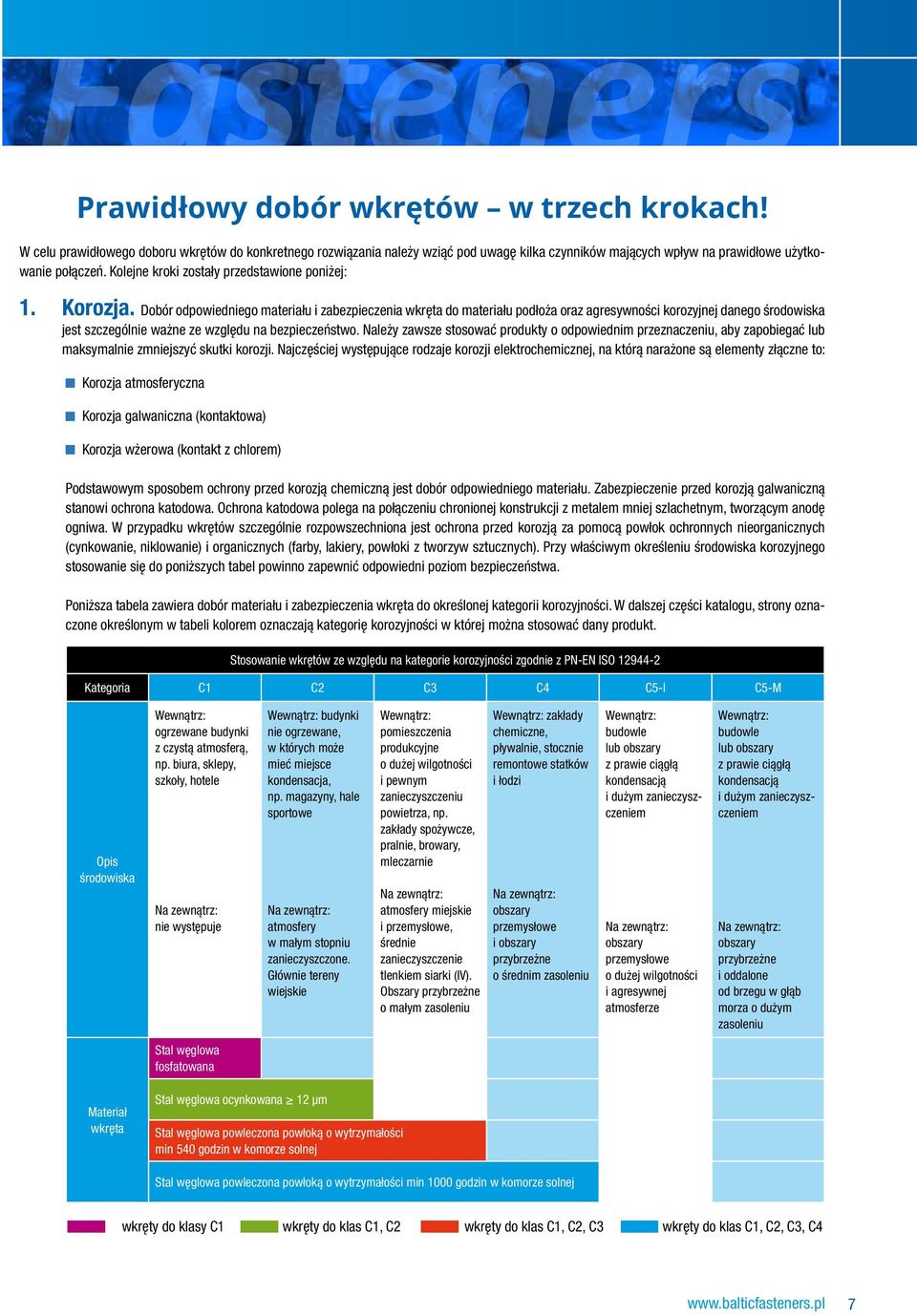 Dobór odpowiedniego materiału i zabezpieczenia wkręta do materiału podłoża oraz agresywności korozyjnej danego środowiska jest szczególnie ważne ze względu na bezpieczeństwo.