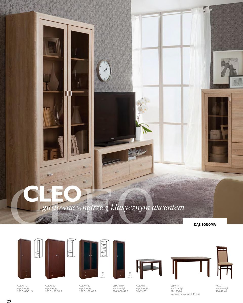 W2D 200,5x100x42,5 cleo W1D 200,5x60x42,5 cleo ln 51x83x70