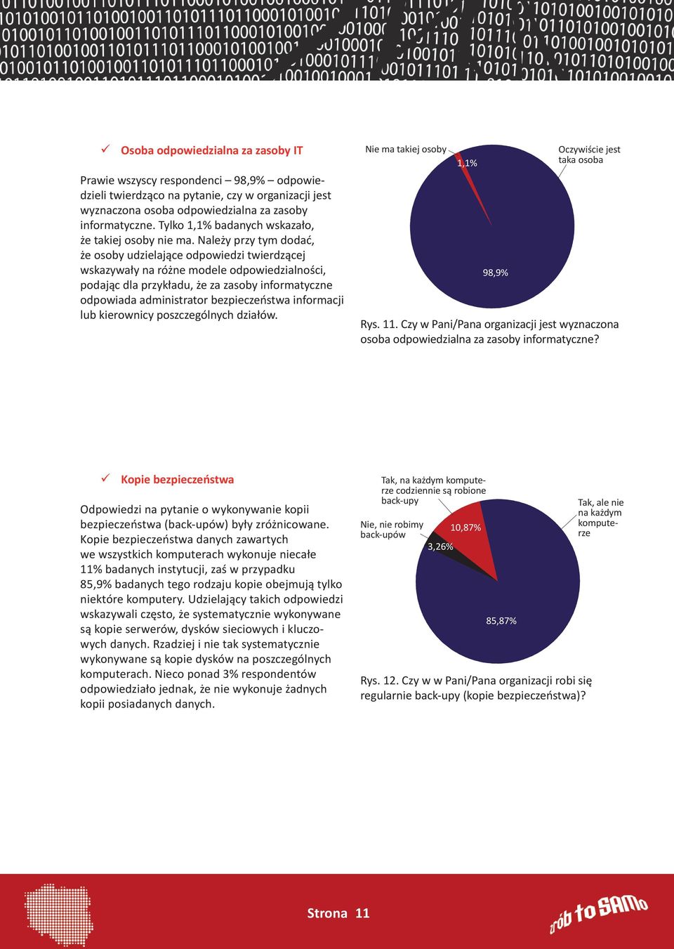 Należy przy tym dodać, że osoby udzielające odpowiedzi twierdzącej wskazywały na różne modele odpowiedzialności, podając dla przykładu, że za zasoby informatyczne odpowiada administrator