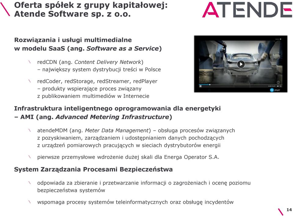 Infrastruktura inteligentnego oprogramowania dla energetyki AMI (ang. Advanced Metering Infrastructure) atendemdm (ang.