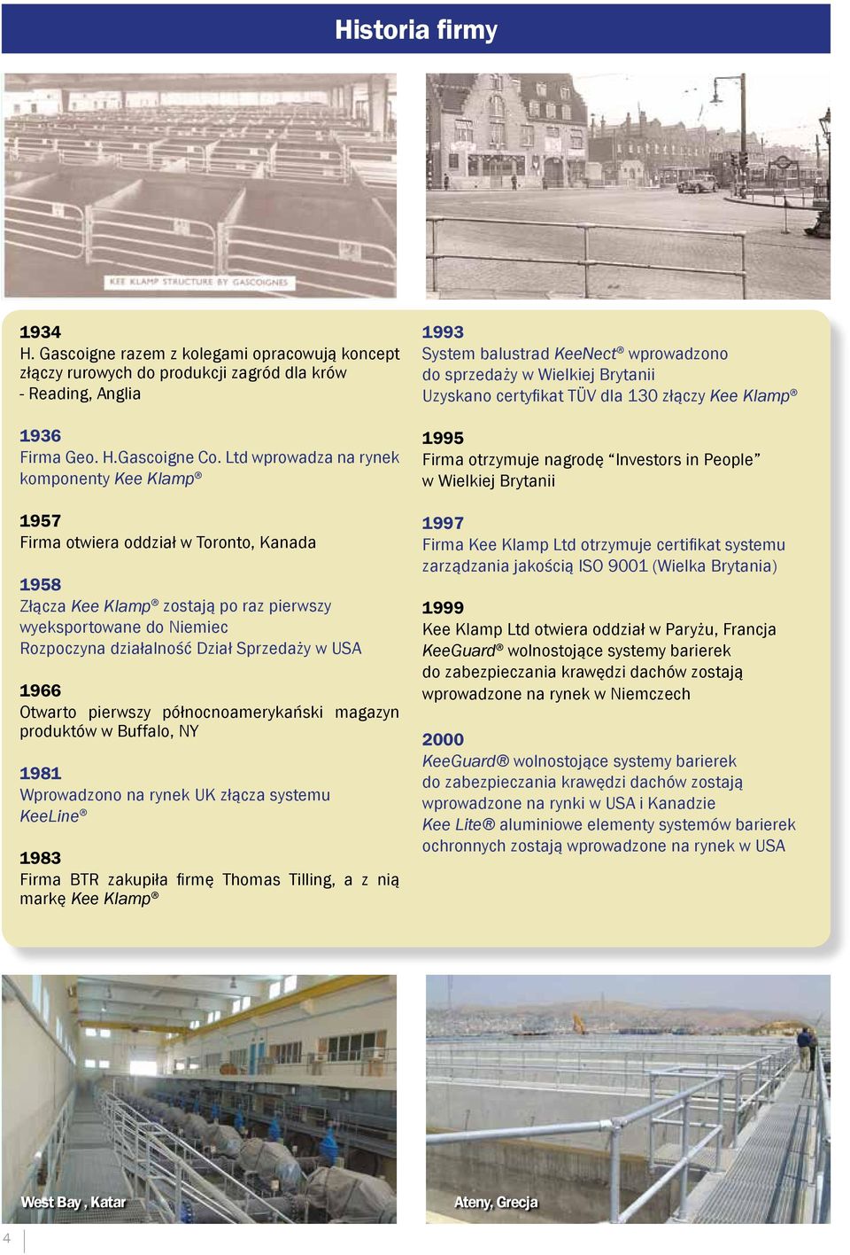 w USA 1966 Otwarto pierwszy północnoamerykański magazyn produktów w Buffalo, NY 1981 Wprowadzono na rynek UK złącza systemu KeeLine 1983 Firma BTR zakupiła firmę Thomas Tilling, a z nią markę Kee