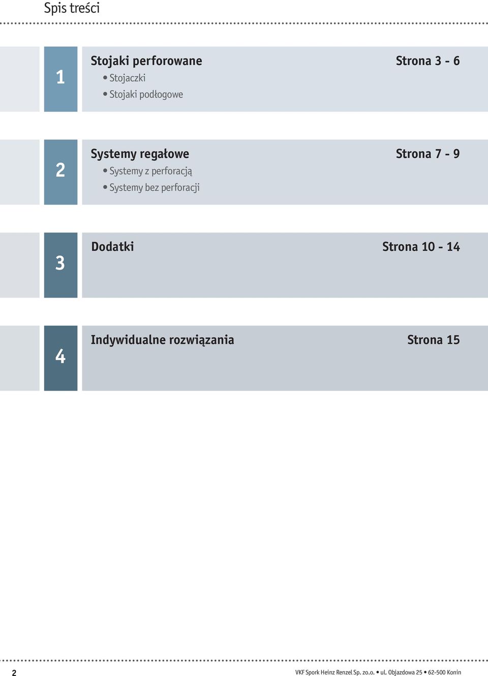 Systemy bez perforacji 3 Dodatki Strona 10-14 4 Indywidualne