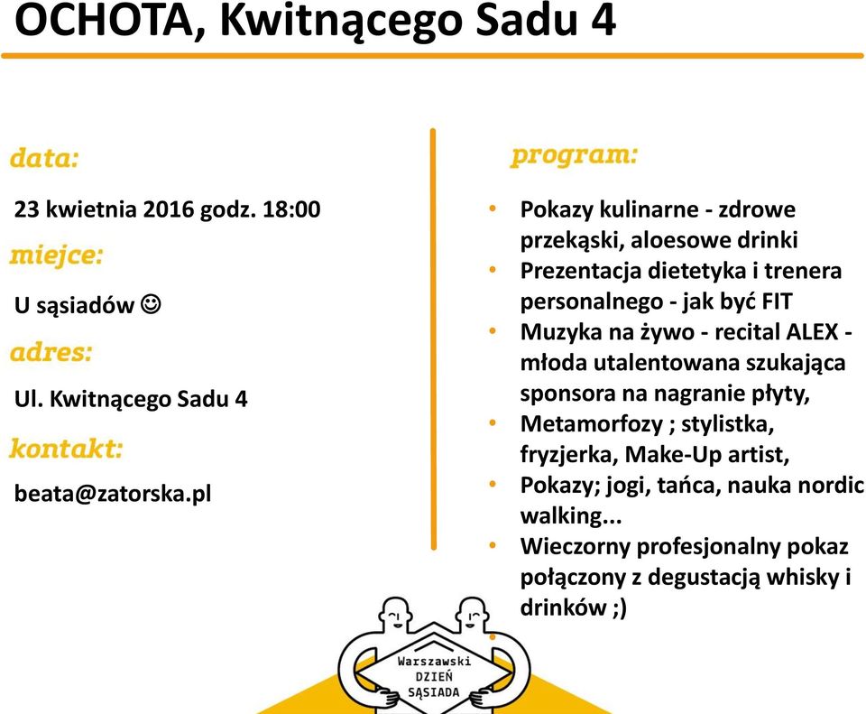 Muzyka na żywo - recital ALEX - młoda utalentowana szukająca sponsora na nagranie płyty, Metamorfozy ; stylistka,