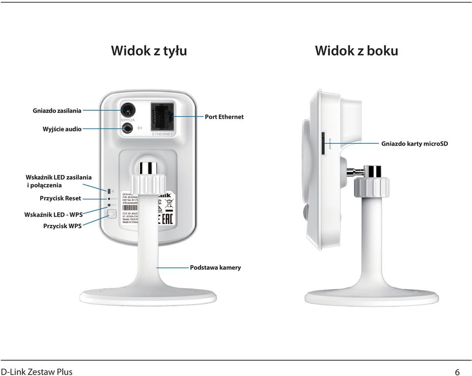 LED zasilania i połączenia Przycisk Reset Wskaźnik