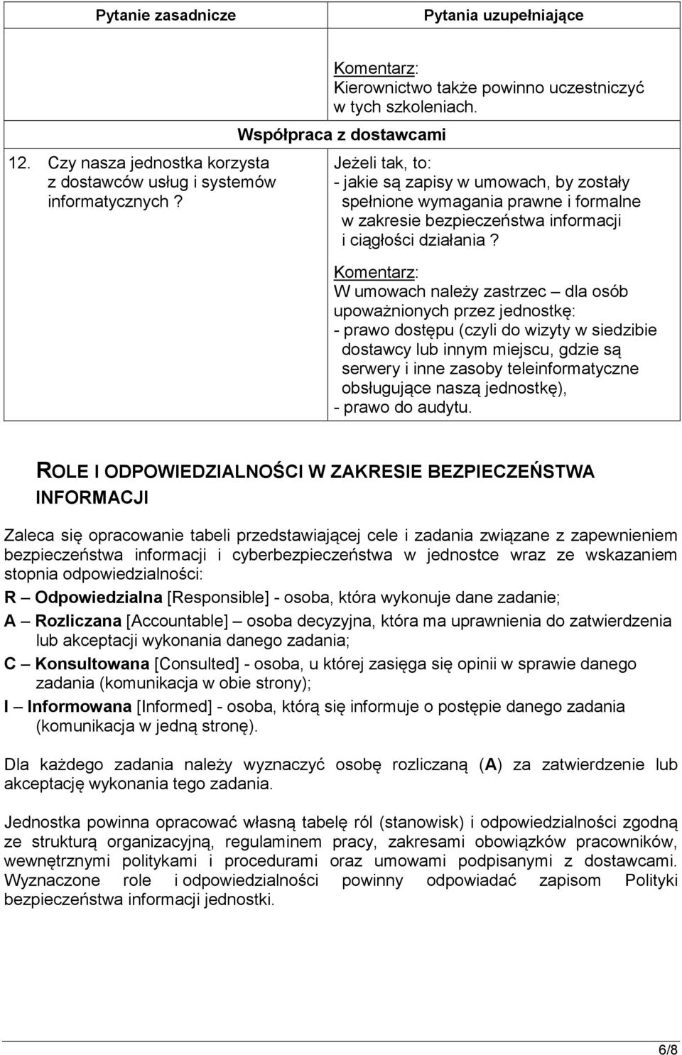 W umowach należy zastrzec dla osób upoważnionych przez jednostkę: - prawo dostępu (czyli do wizyty w siedzibie dostawcy lub innym miejscu, gdzie są serwery i inne zasoby teleinformatyczne obsługujące