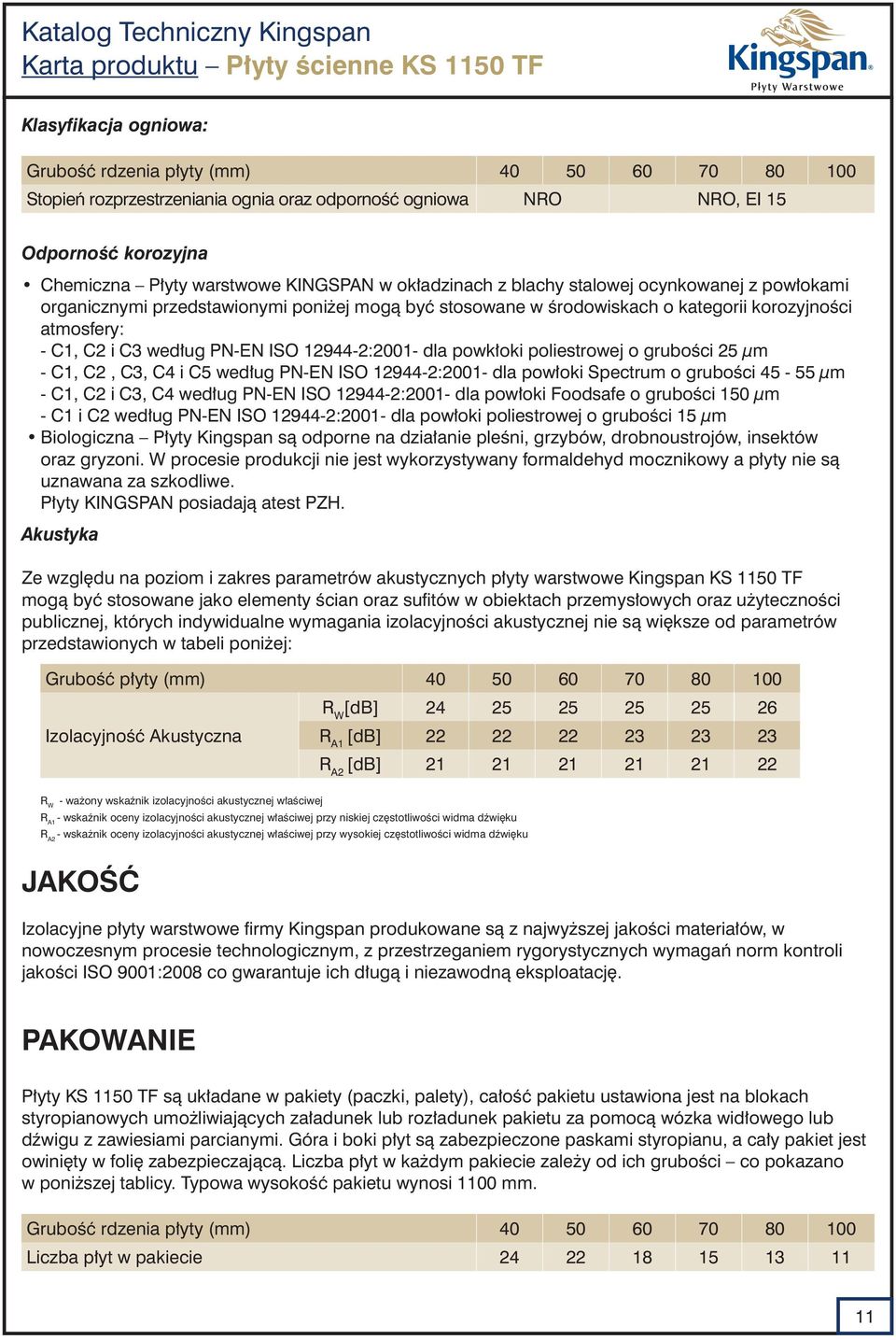 korozyjności atmosfery: - C1, C2 i C3 według N-EN ISO 12944-2:2001- dla powkłoki poliestrowej o grubości 25 µm - C1, C2, C3, C4 i C5 według N-EN ISO 12944-2:2001- dla powłoki Spectrum o grubości