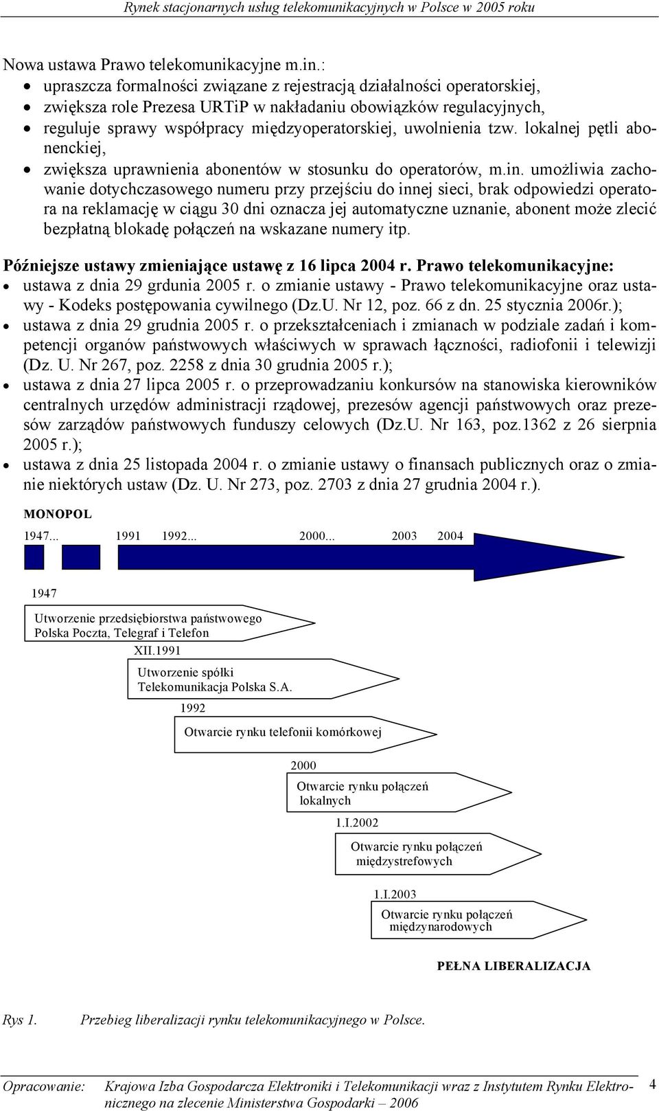 uwolnienia tzw. lokalnej pętli abonenckiej, zwiększa uprawnienia abonentów w stosunku do operatorów, m.in.