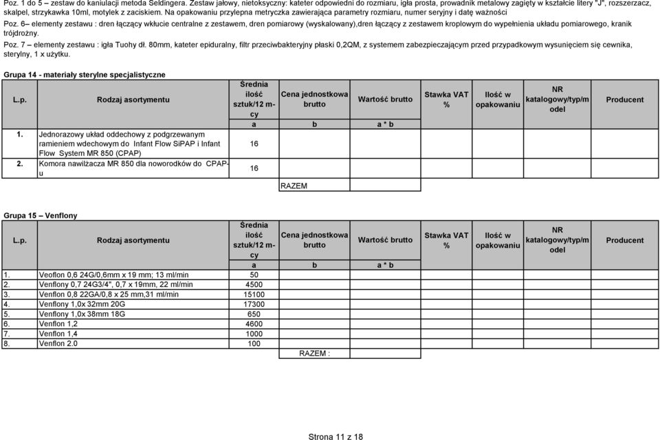 Na przylepna metryczka zawierająca parametry rozmiaru, numer seryjny i datę ważności Poz.