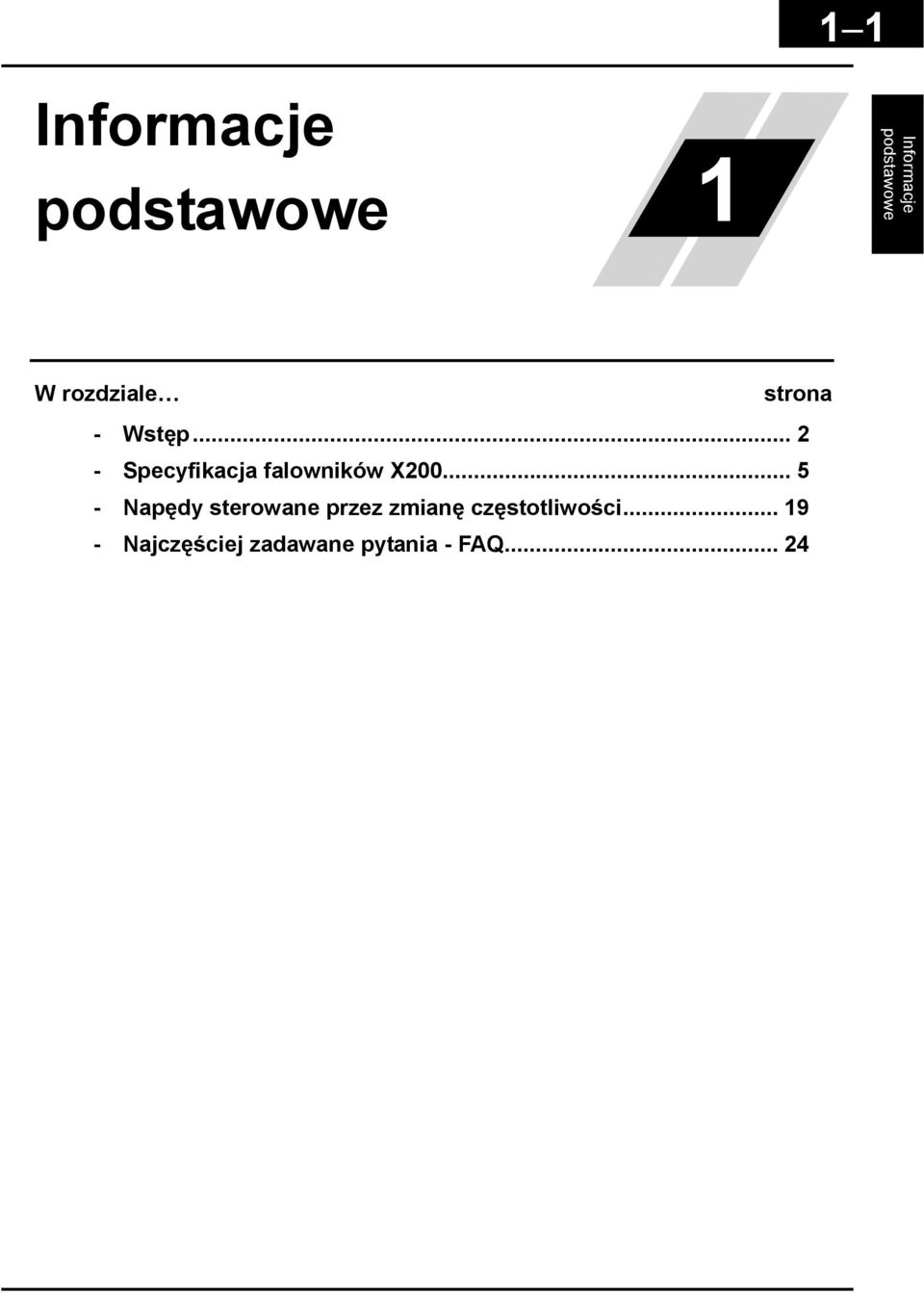 .. 2 - Specyfikacja falowników X200.