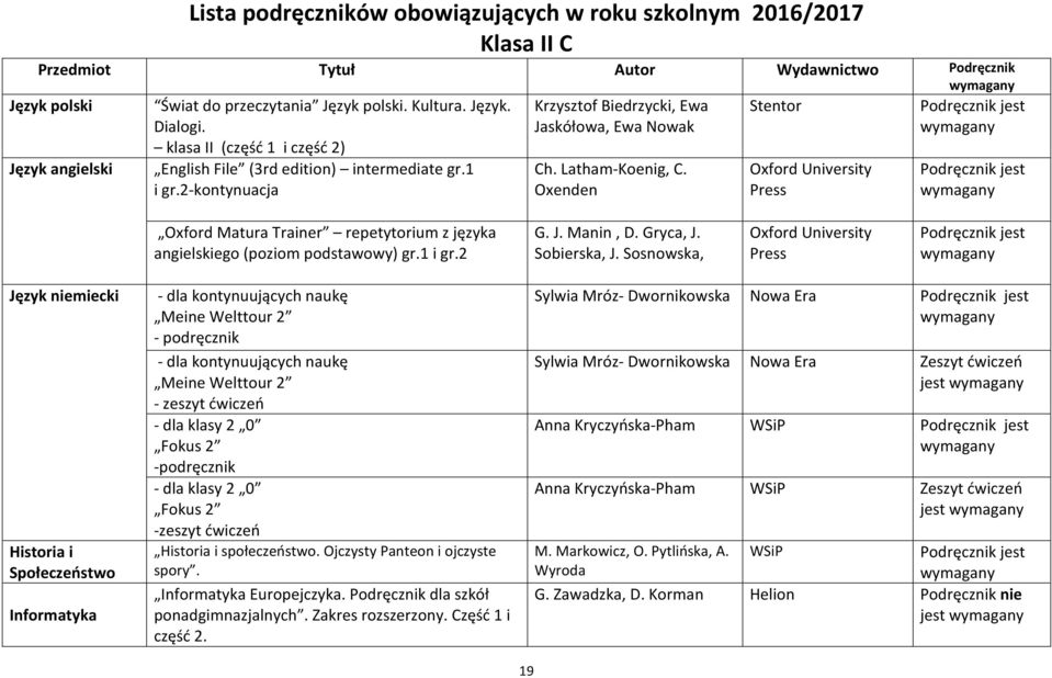 Oxenden Stentor Oxford Matura Trainer repetytorium z języka angielskiego (poziom podstawowy) gr.1 i gr.2 G. J. Manin, D. Gryca, J. Sobierska, J.