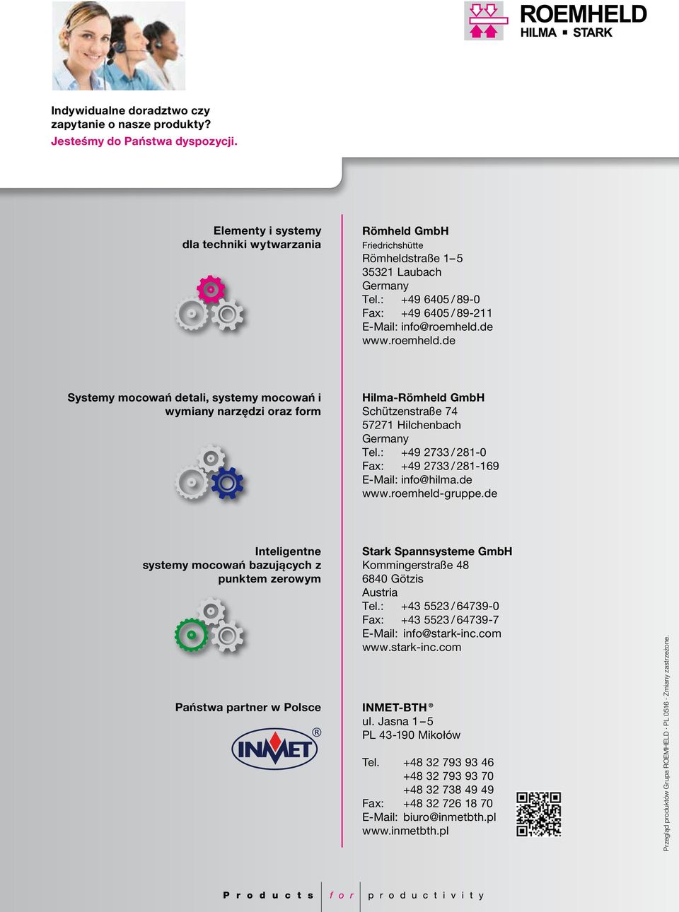 de www.roemheld.de Systemy mocowań detali, systemy mocowań i wymiany narzędzi oraz form Hilma-Römheld GmbH Schützenstraße 74 57271 Hilchenbach Germany Tel.