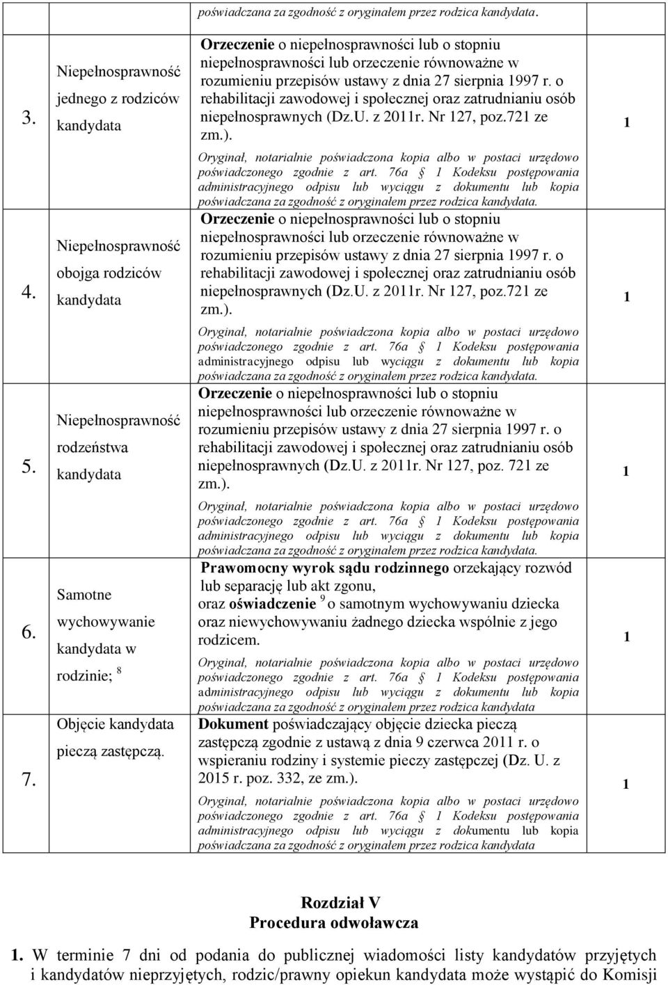 o rehabilitacji zawodowej i społecznej oraz zatrudnianiu osób niepełnosprawnych (Dz.U. z 20r. Nr 27, poz.72 ze zm.). 4. obojga rodziców poświadczonego zgodnie z art.