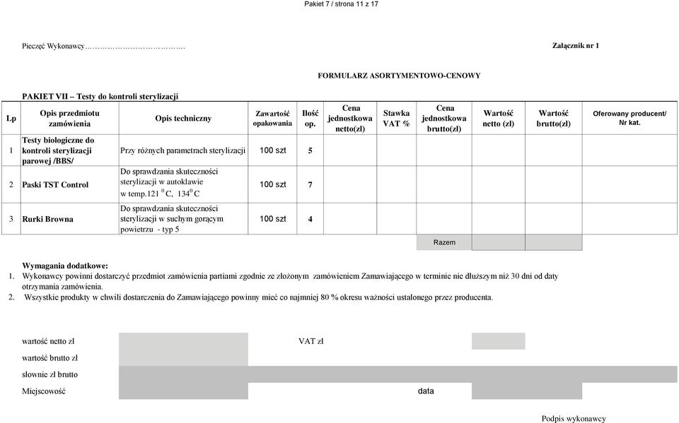 3 Rurki Browna Do sprawdzania skuteczności sterylizacji w suchym gorącym powietrzu - typ 5 00 szt 4 Razem.