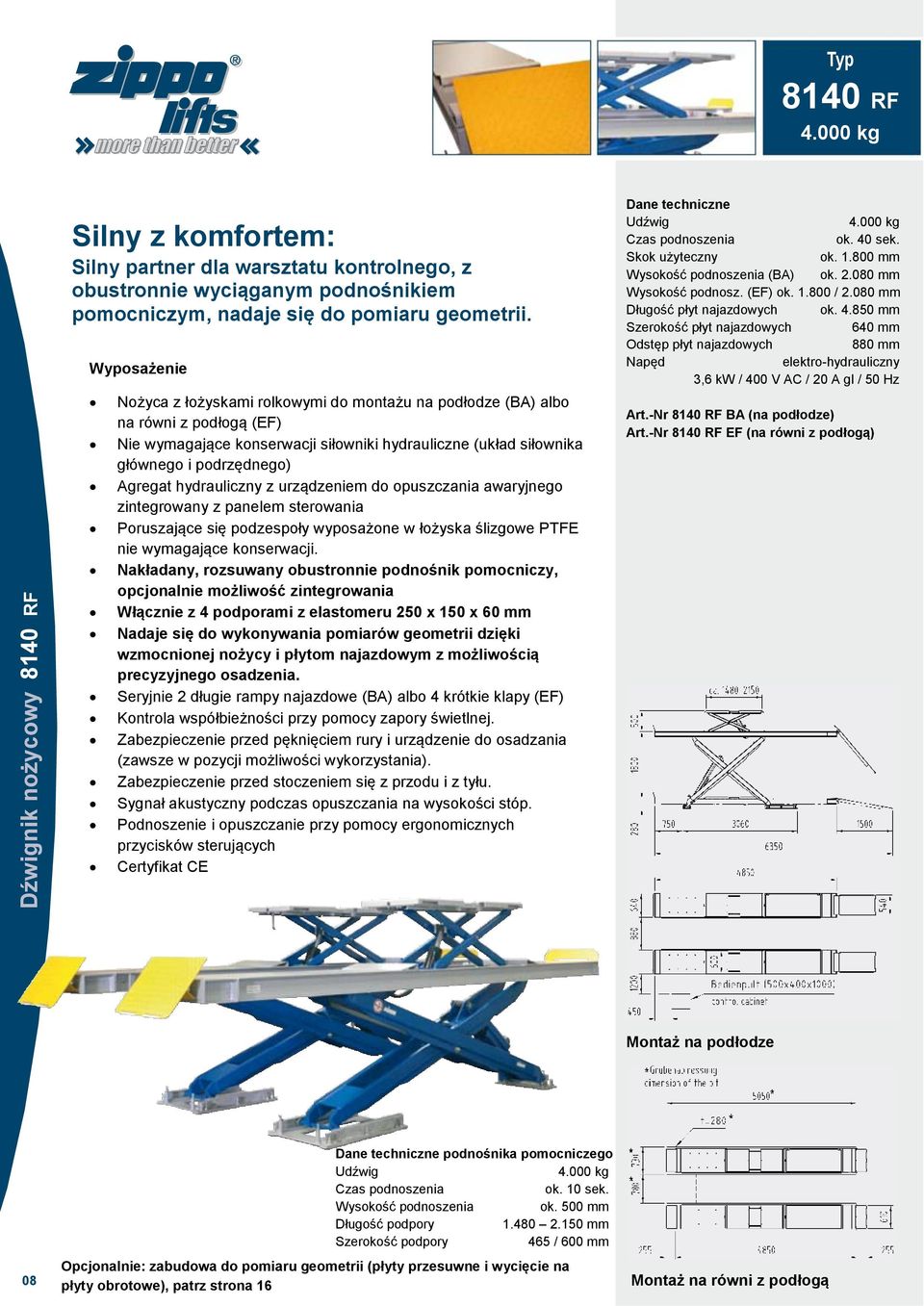 Nakładany, rozsuwany obustronnie podnośnik pomocniczy, opcjonalnie możliwość zintegrowania Włącznie z 4 podporami z elastomeru 250 x 150 x 60 mm Nadaje się do wykonywania pomiarów geometrii dzięki