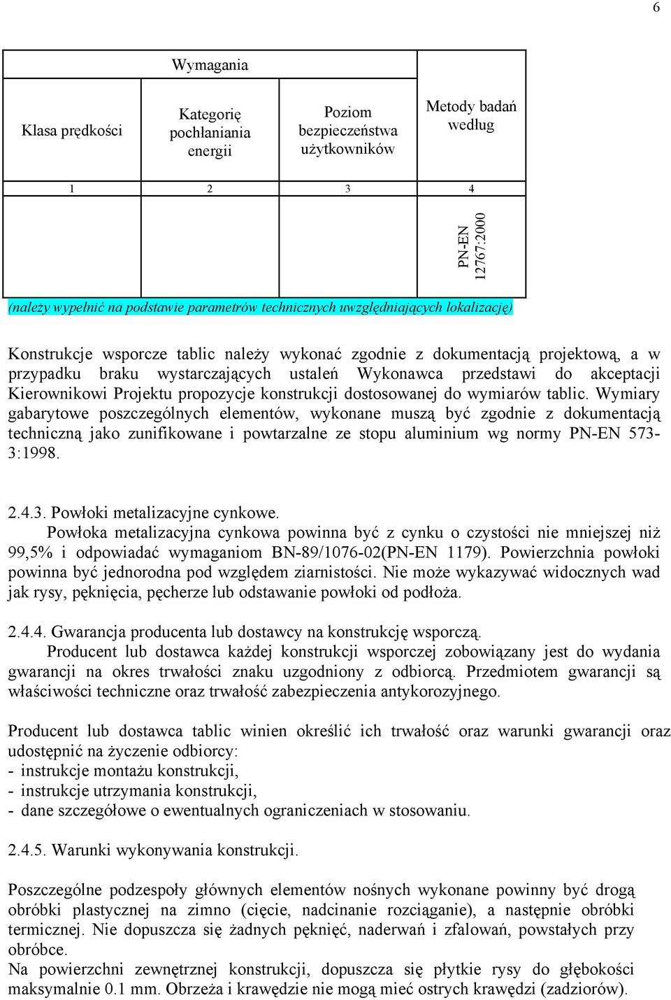 Projektu propozycje konstrukcji dostosowanej do wymiarów tablic.