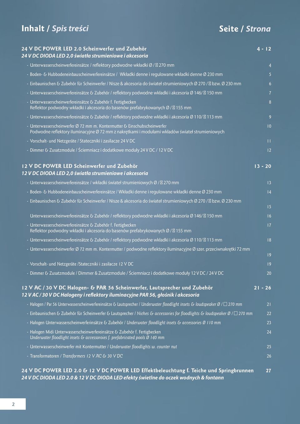 Hubbodeneinbauscheinwerfereinsätze / Wkładki denne i regulowane wkładki denne Ø 230 mm 5 - Einbaunischen & Zubehör für Scheinwerfer / Nisze & akcesoria do świateł strumieniowych Ø 270 / bzw.