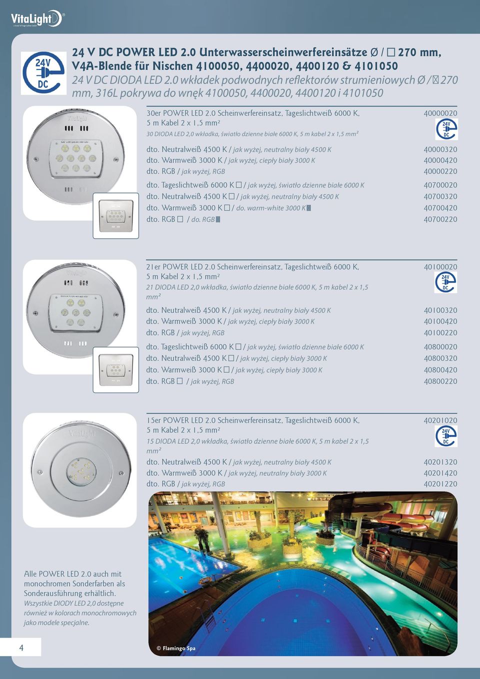 0 Scheinwerfereinsatz, Tageslichtweiß 6000 K, 5 m Kabel 2 x 1,5 mm² 30 DIODA LED 2,0 wkładka, światło dzienne białe 6000 K, 5 m kabel 2 x 1,5 mm² 997,00 / E 40000020 dto.