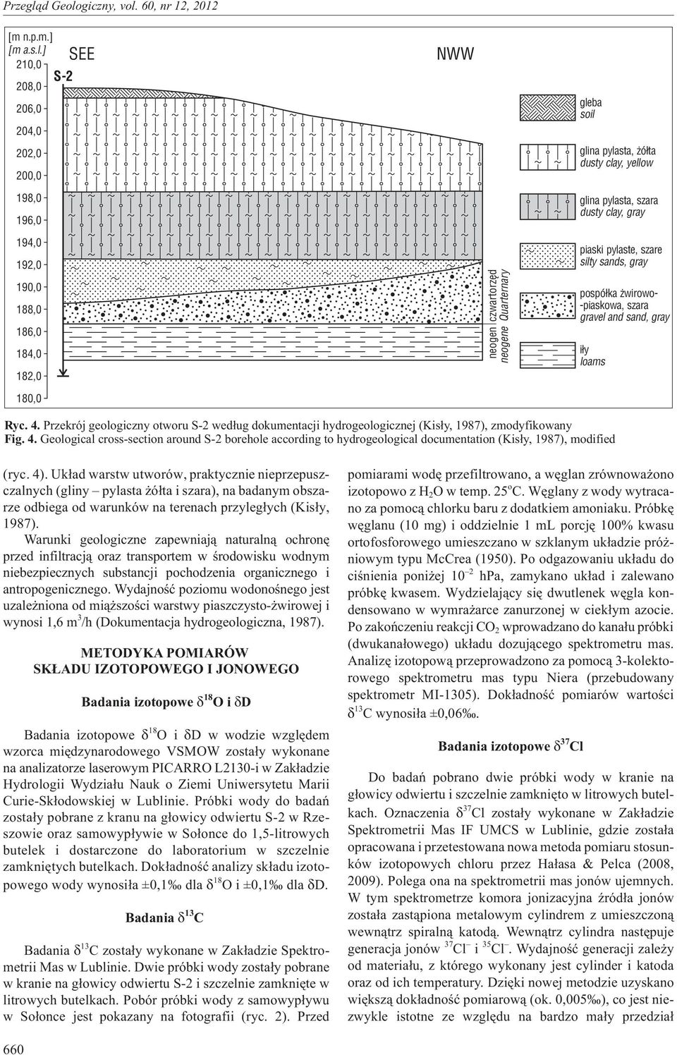 czwartorzêd Quarternary neogen neogene piaski pylaste, szare silty sands, gray pospó³ka wirowo- -piaskowa, szara gravel and sand, gray i³y loams Ryc. 4.