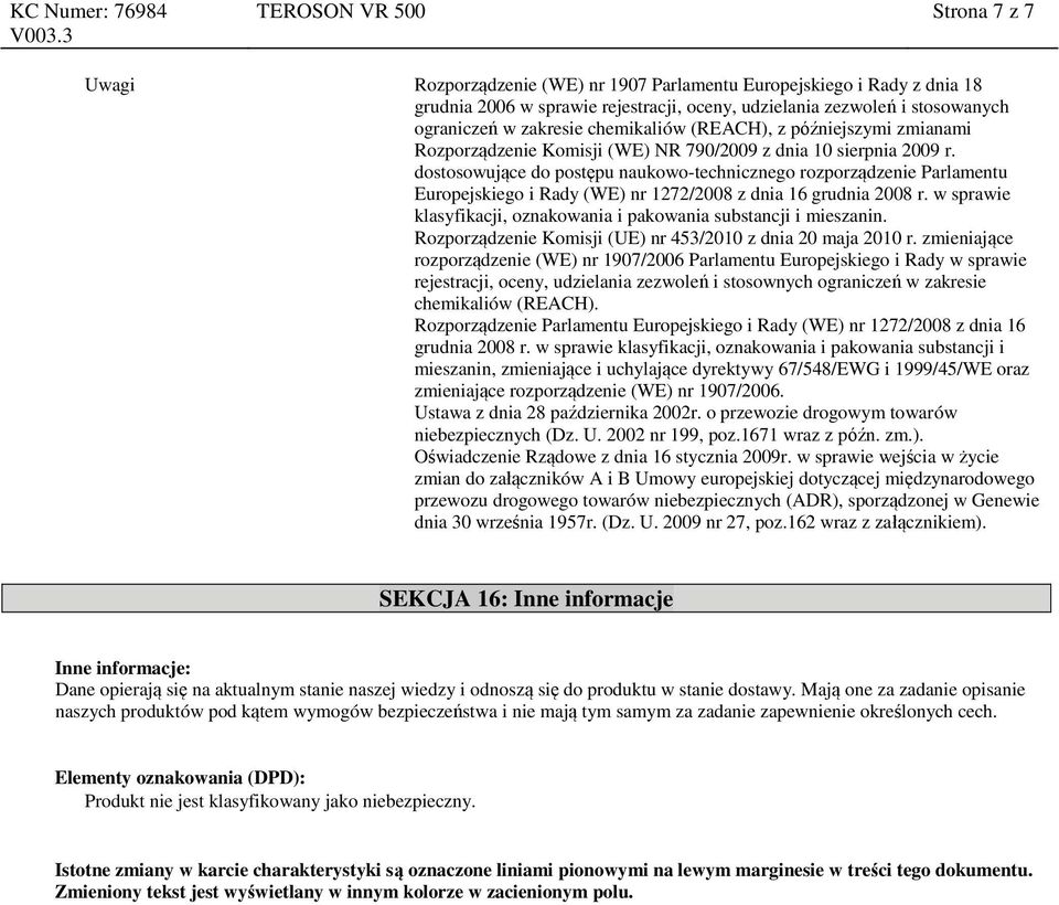 dostosowujące do postępu naukowo-technicznego rozporządzenie Parlamentu Europejskiego i Rady (WE) nr 1272/2008 z dnia 16 grudnia 2008 r.