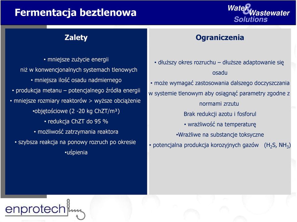 reakcja na ponowy rozruch po okresie uśpienia dłuższy okres rozruchu dłuższe adaptowanie się osadu może wymagać zastosowania dalszego doczyszczania w systemie tlenowym aby