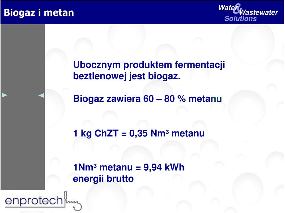 Biogaz zawiera 60 80 % metanu 1 kg ChZT =