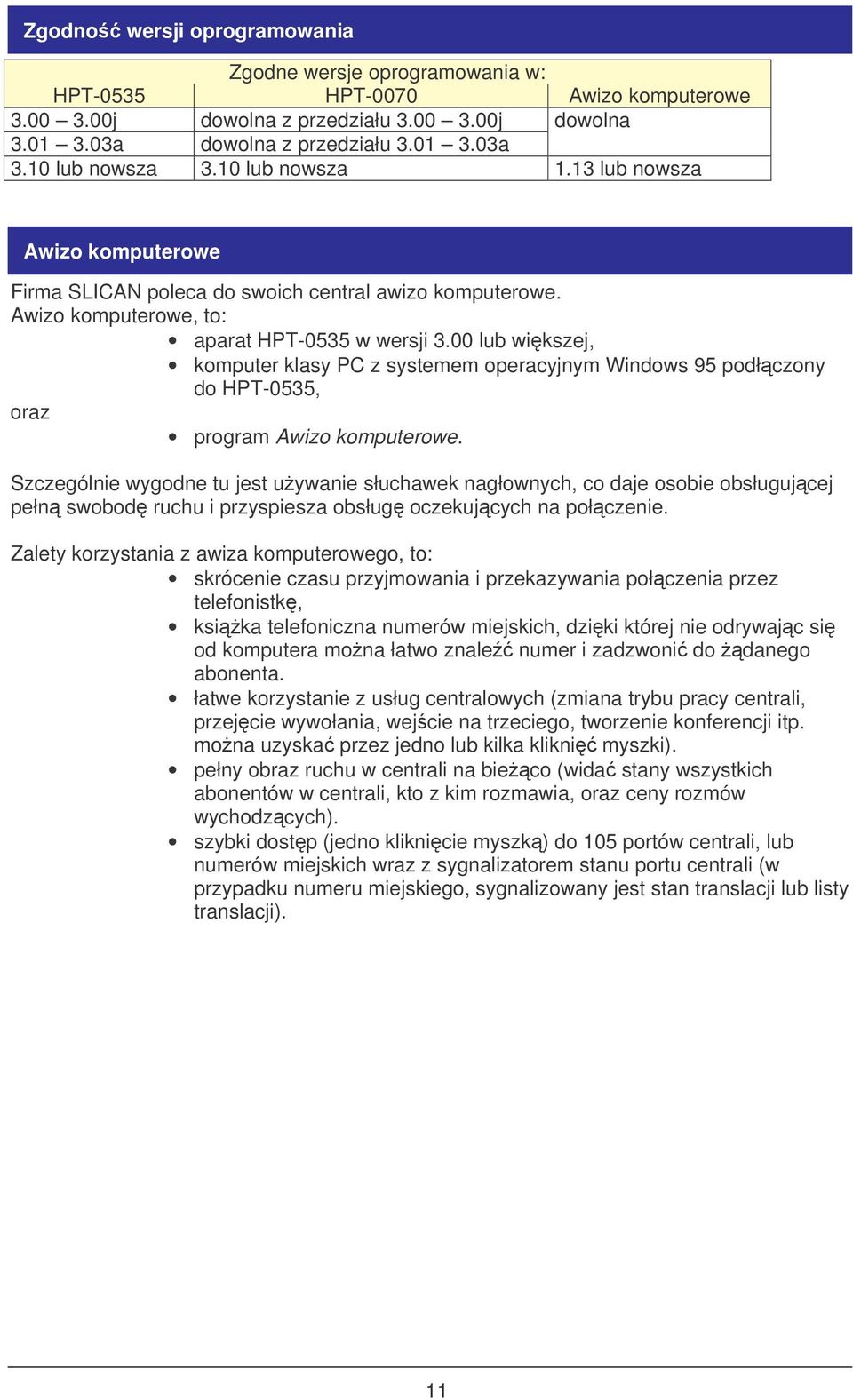 00 lub wikszej, komputer klasy PC z systemem operacyjnym Windows 95 podłczony do HPT-0535, oraz program Awizo komputerowe.