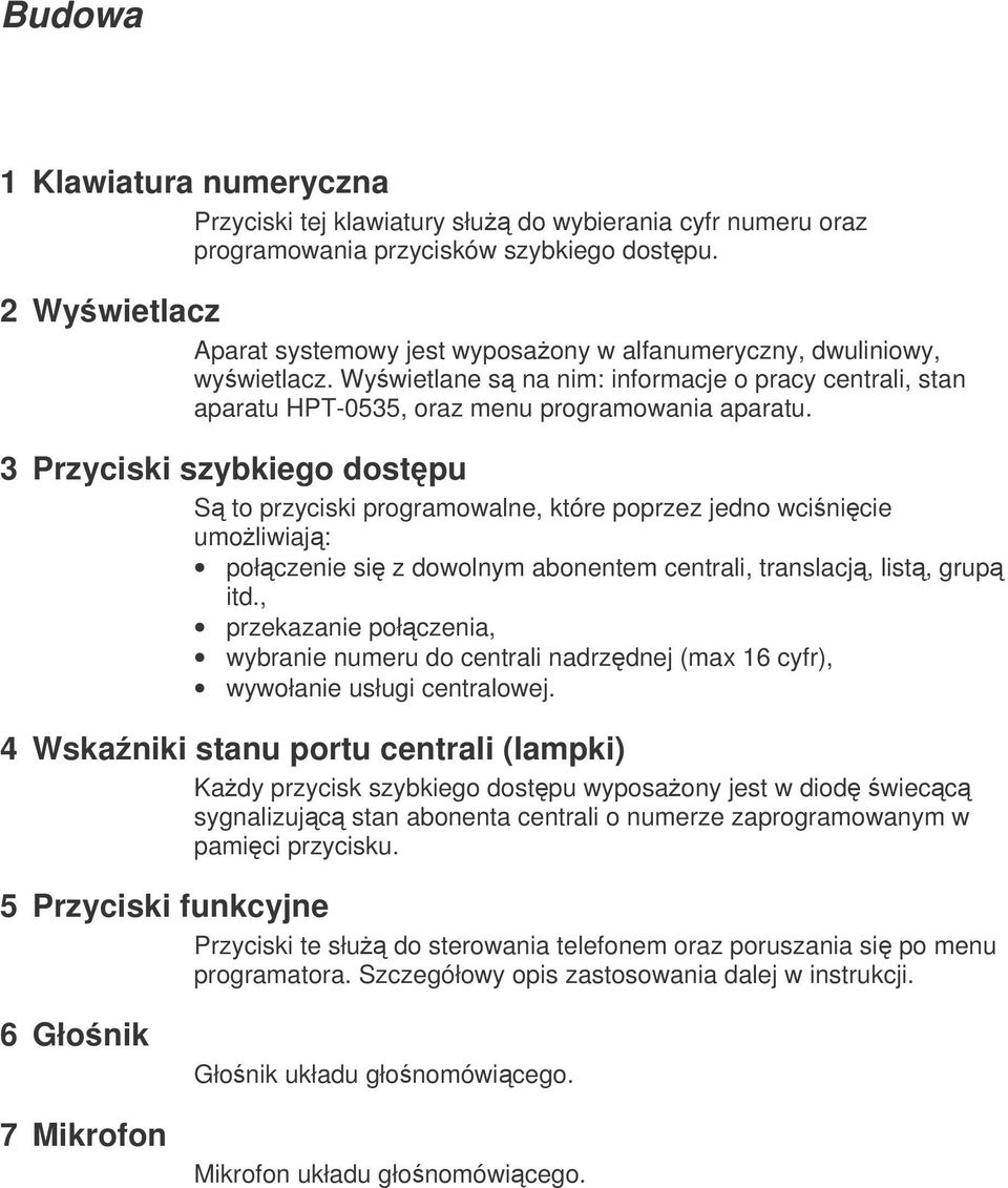 3 Przyciski szybkiego dostpu S to przyciski programowalne, które poprzez jedno wcinicie umoliwiaj: połczenie si z dowolnym abonentem centrali, translacj, list, grup itd.