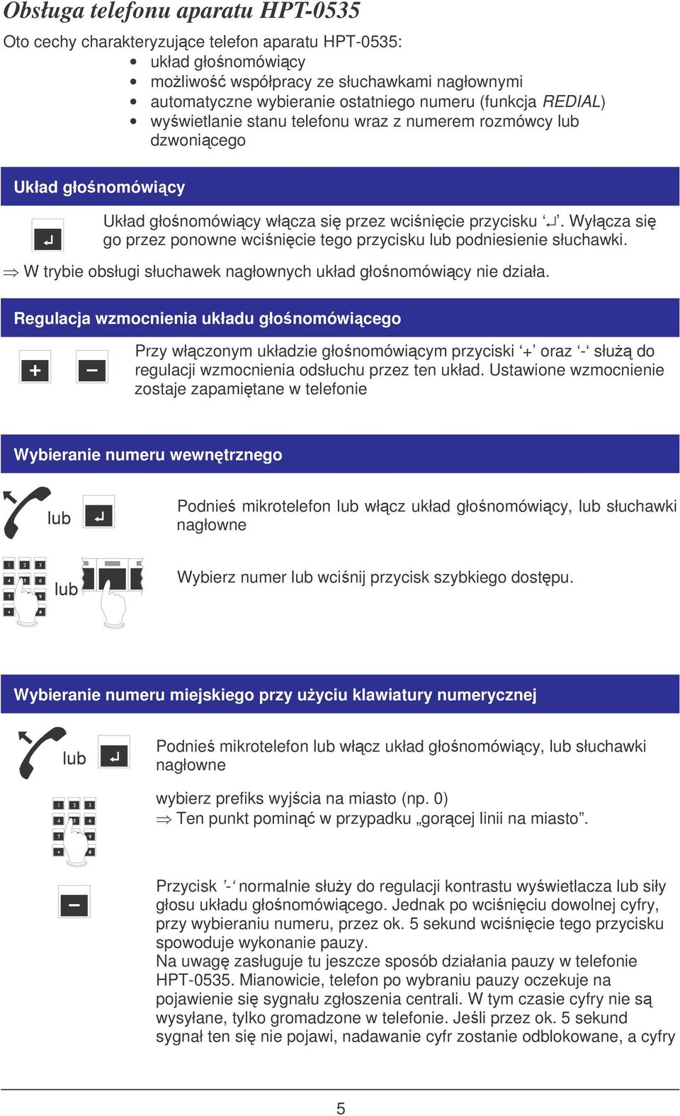 Wyłcza si go przez ponowne wcinicie tego przycisku lub podniesienie słuchawki. W trybie obsługi słuchawek nagłownych układ głonomówicy nie działa.