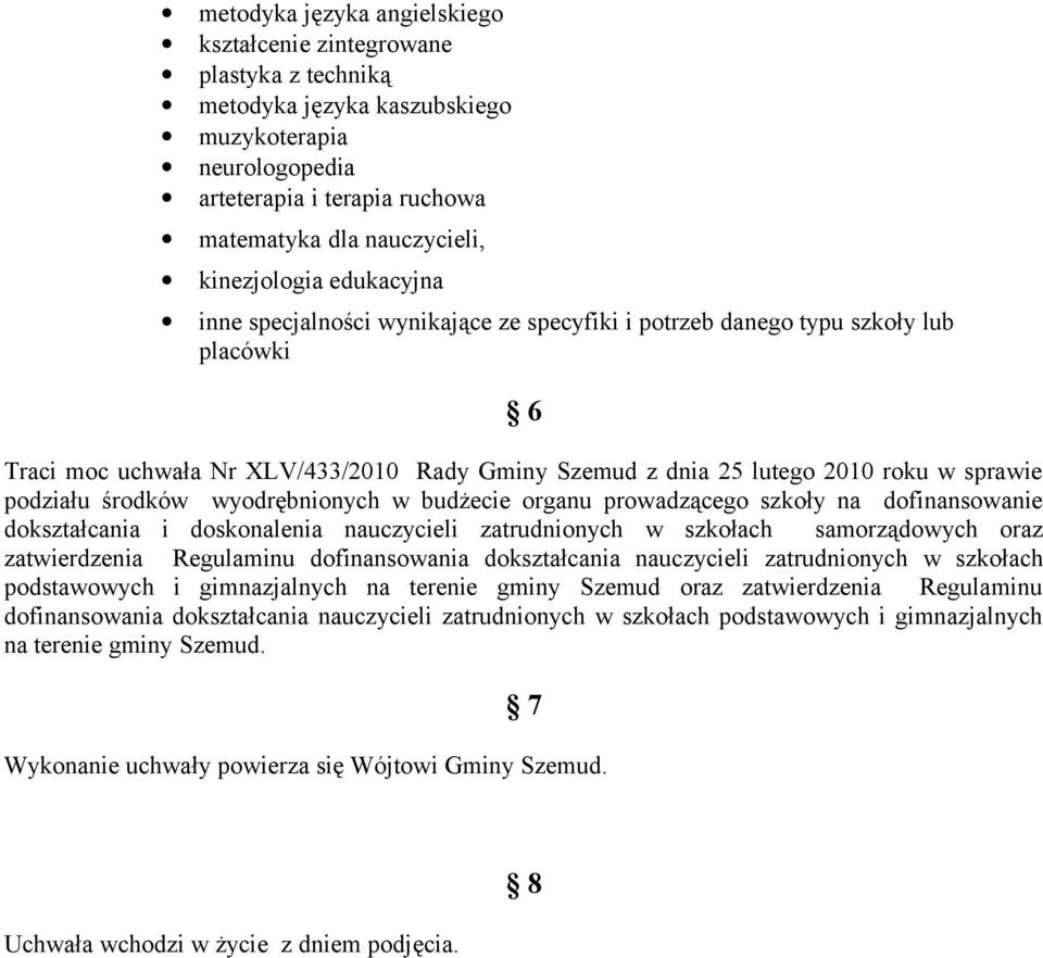 podziału środków wyodrębnionych w budżecie organu prowadzącego szkoły na dofinansowanie dokształcania i doskonalenia nauczycieli zatrudnionych w szkołach samorządowych oraz zatwierdzenia Regulaminu