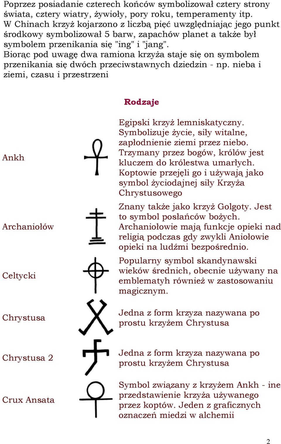 Biorąc pod uwagę dwa ramiona krzyża staje się on symbolem przenikania się dwóch przeciwstawnych dziedzin - np.