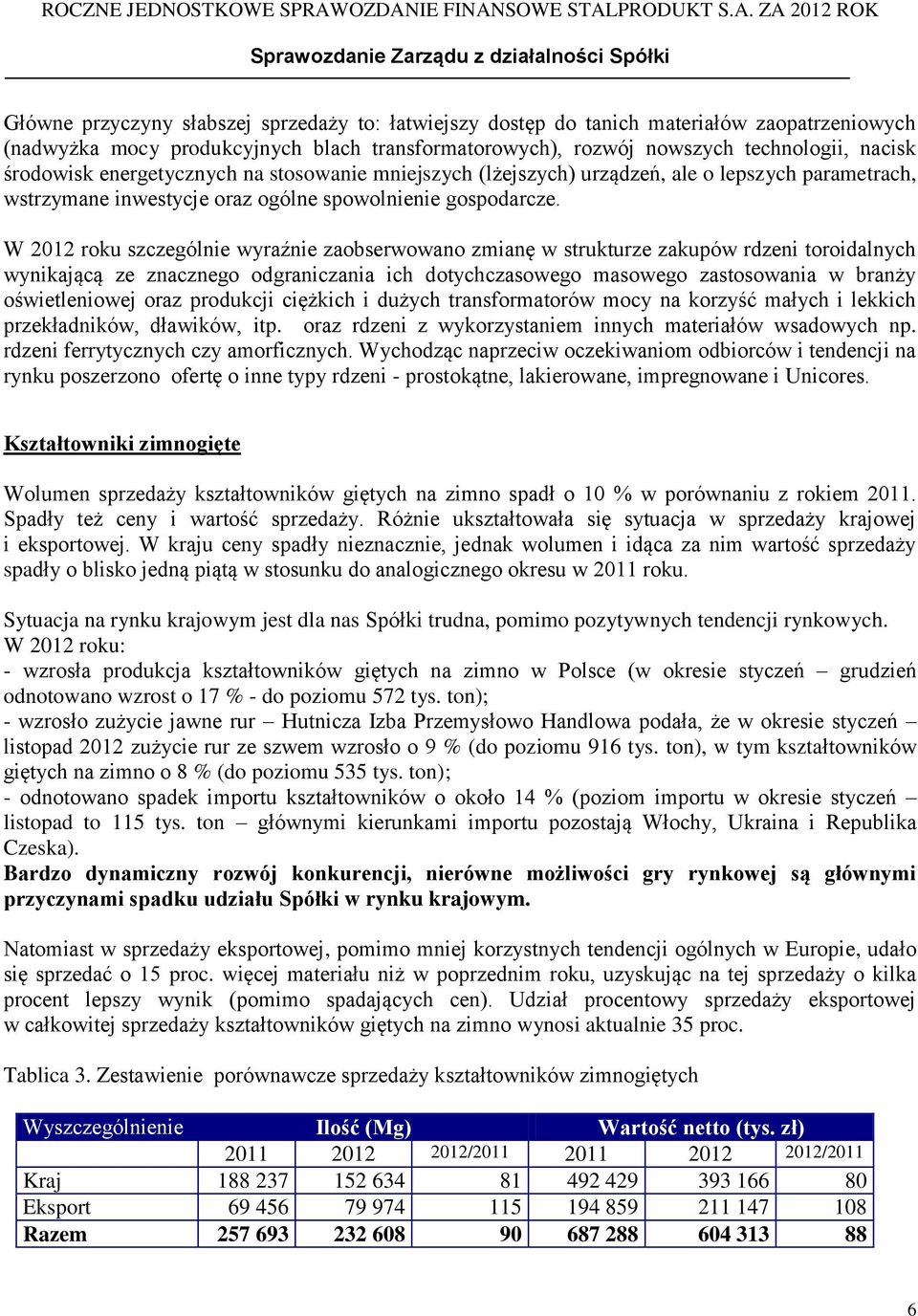 W 2012 roku szczególnie wyraźnie zaobserwowano zmianę w strukturze zakupów rdzeni toroidalnych wynikającą ze znacznego odgraniczania ich dotychczasowego masowego zastosowania w branży oświetleniowej