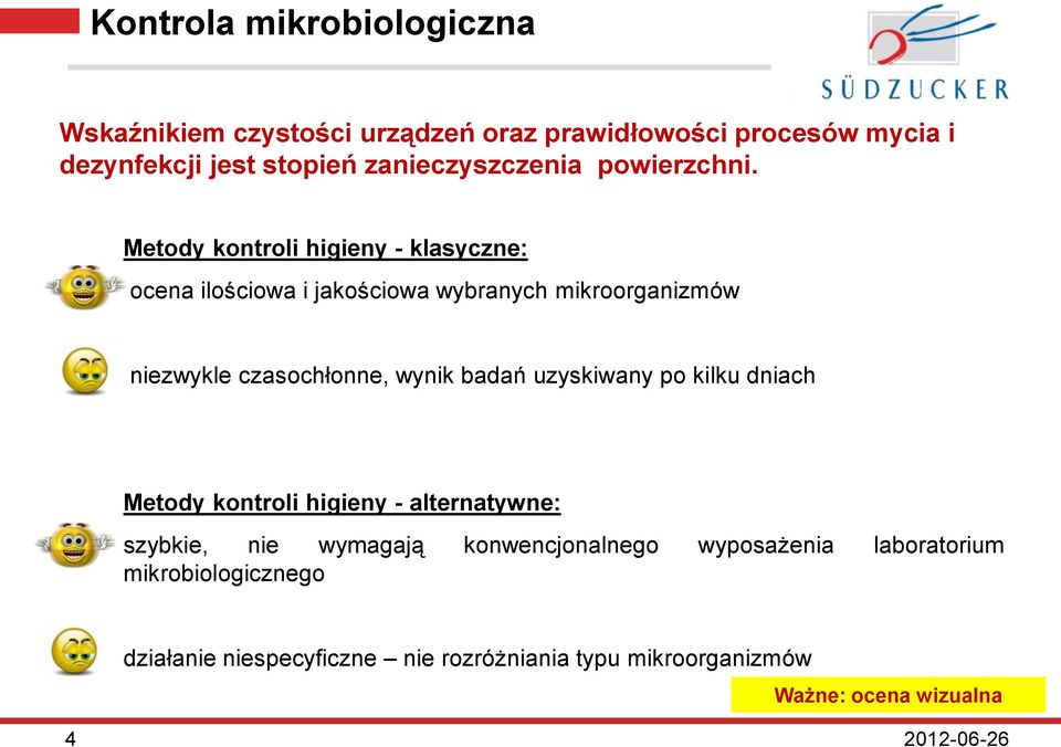 Metody kontroli higieny - klasyczne: ocena ilościowa i jakościowa wybranych mikroorganizmów niezwykle czasochłonne, wynik badań